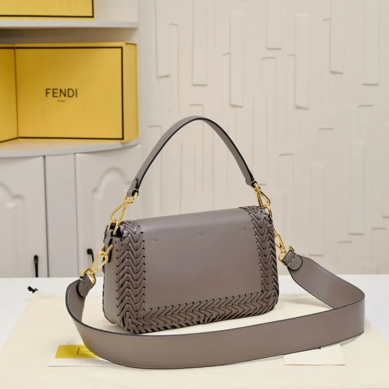 Alternative view of Fendi Gray Woven Leather Baguette Bag