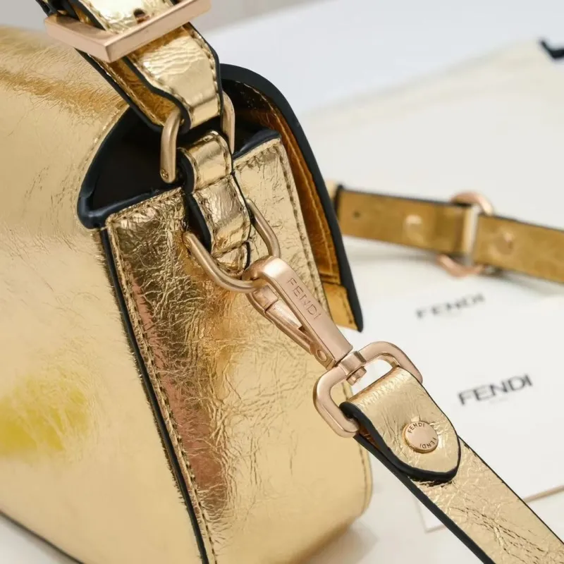 Fendi Gold Metallic Baguette Shoulder Bag 304 - Image 4