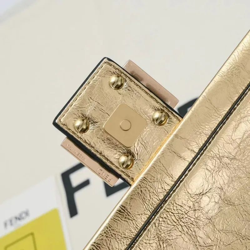 Fendi Gold Metallic Baguette Shoulder Bag 304 - Image 6