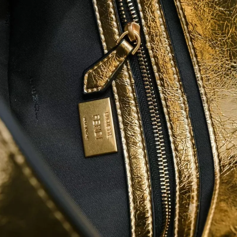Fendi Gold Metallic Baguette Shoulder Bag 304 - Image 7