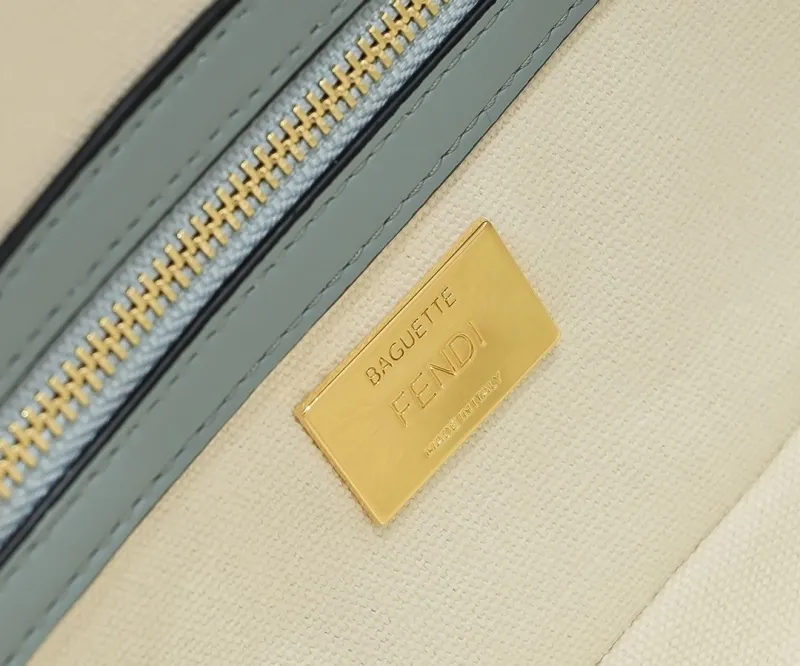 Fendi FF Monogram Light Blue Baguette Shoulder Bag - Image 7
