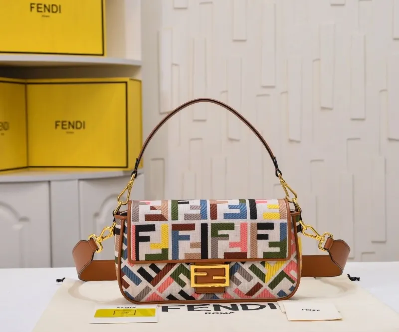 Fendi Multicolor FF Baguette Shoulder Bag