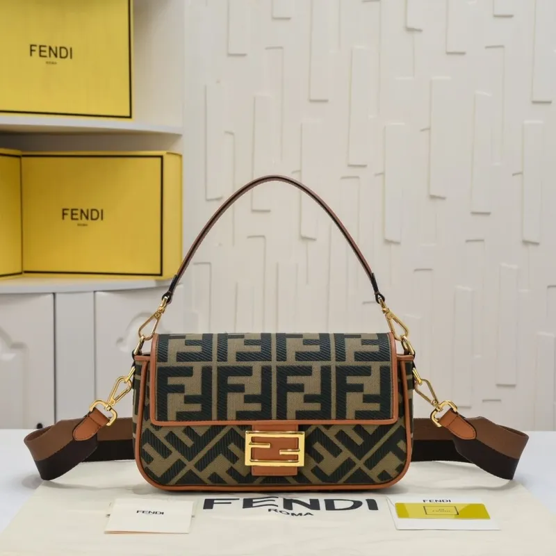Fendi Baguette Bag FF Monogram Brown Shoulder Bag 311