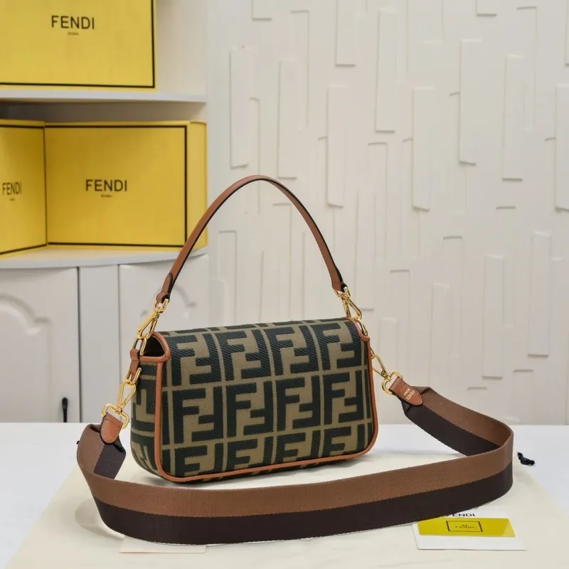 Alternative view of Fendi Baguette Bag FF Monogram Brown Shoulder Bag 311