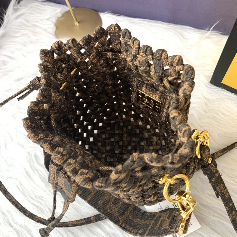 Fendi Brown Woven Bucket Bag - Image 7