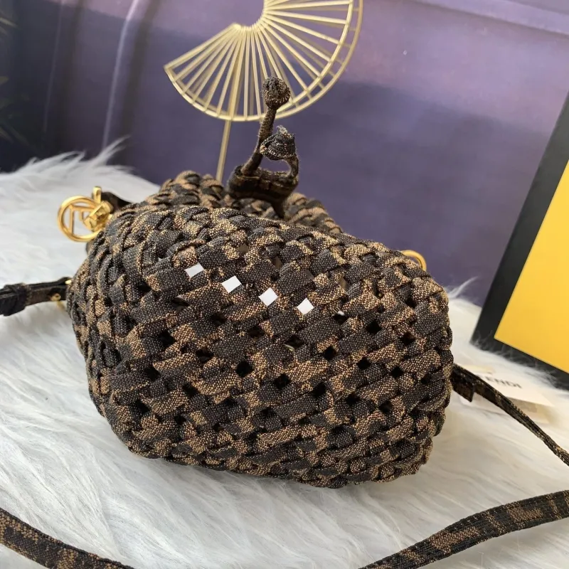 Fendi Brown Woven Bucket Bag - Image 9