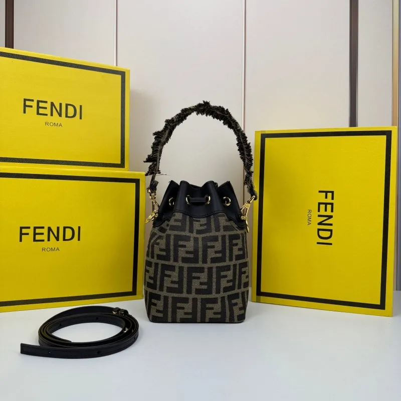 Fendi FF Monogram Bucket Bag with Strap - Image 3