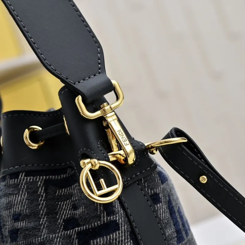 Fendi Dark Blue FF Denim Bucket Bag - Image 4