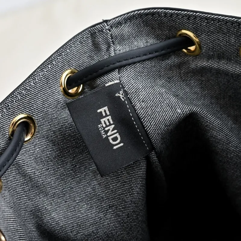 Fendi Dark Blue FF Denim Bucket Bag - Image 7