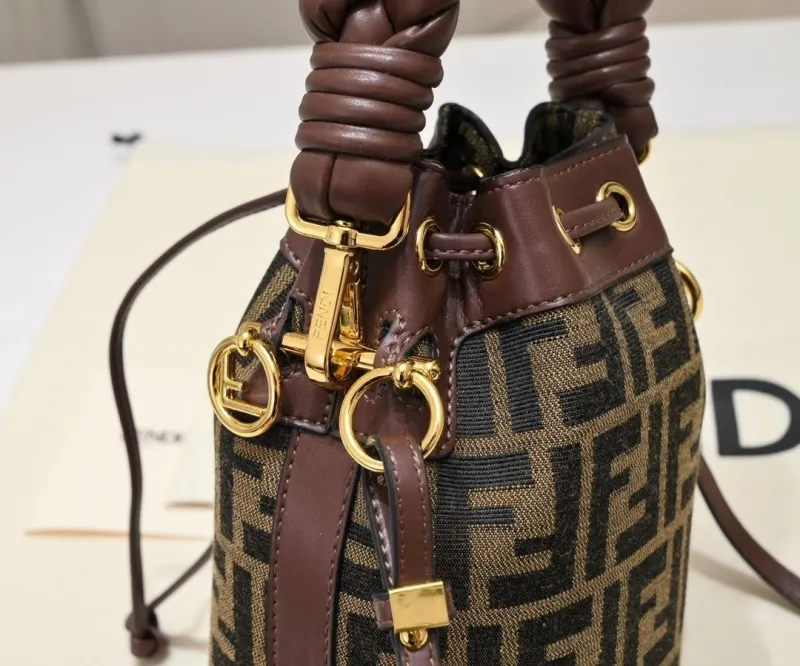 Fendi Brown FF Monogram Bucket Bag - Image 3