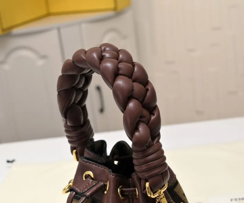 Fendi Brown FF Monogram Bucket Bag - Image 4
