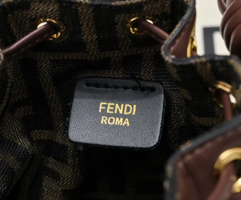 Fendi Brown FF Monogram Bucket Bag - Image 5