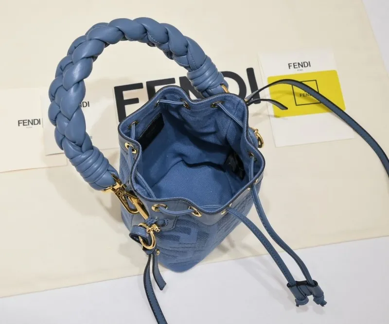 Fendi Blue Leather Bucket Bag - Image 9