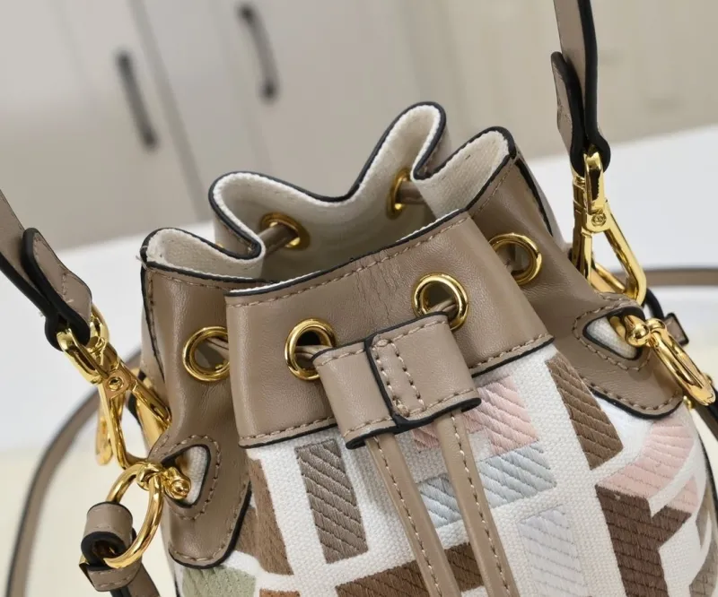 Fendi Multi-Color FF Logo Bucket Bag - Image 4