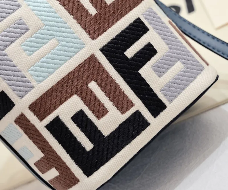 Fendi FF Motif Bucket Bag Blue - Image 4