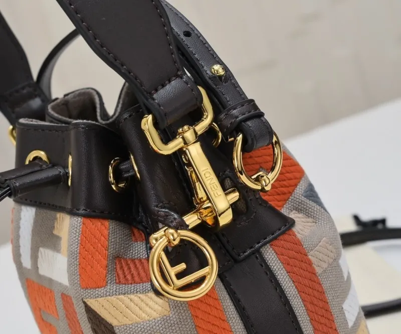 Fendi Multicolor Canvas Bucket Bag - Image 3