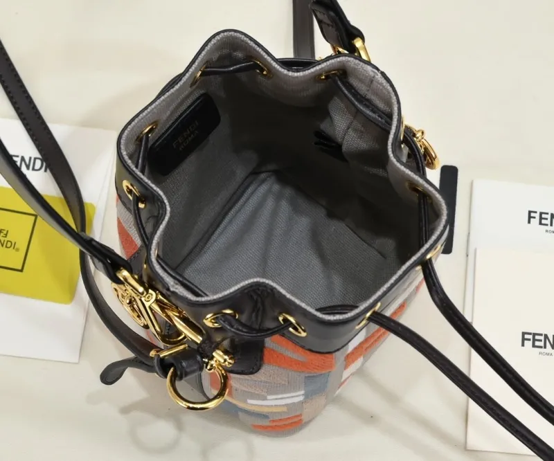 Fendi Multicolor Canvas Bucket Bag - Image 9