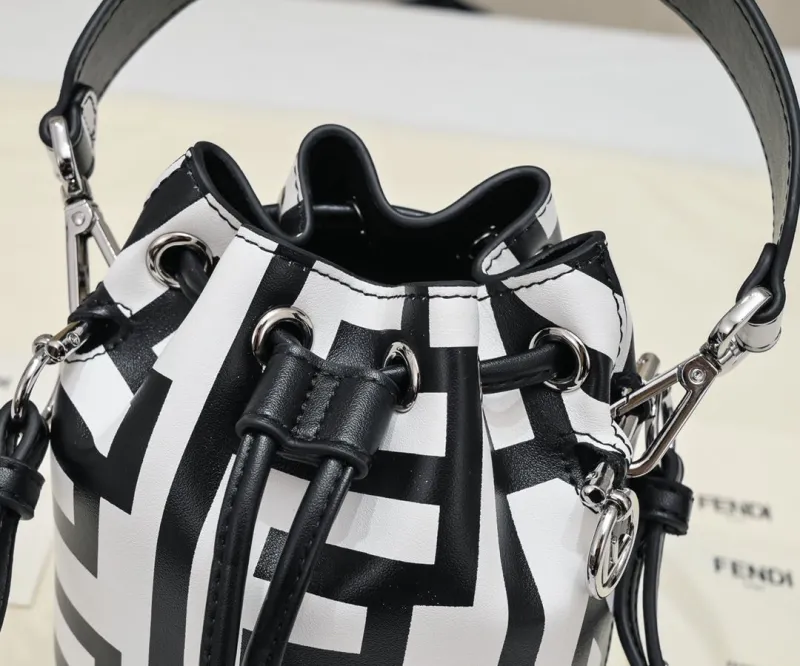 Fendi Black White Mini Bucket Bag - Image 4