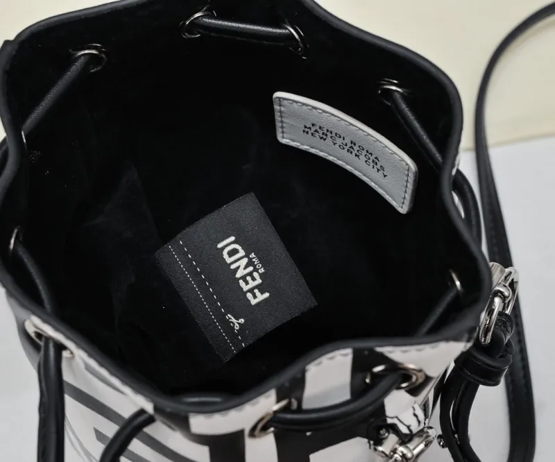 Fendi Black White Mini Bucket Bag - Image 8
