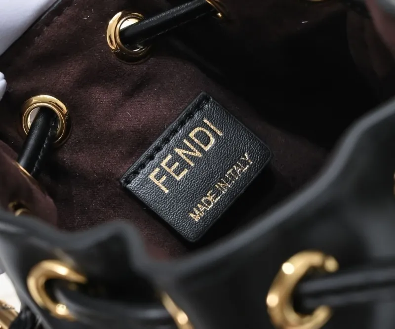 Fendi Black Leather Bucket Bag - Image 6
