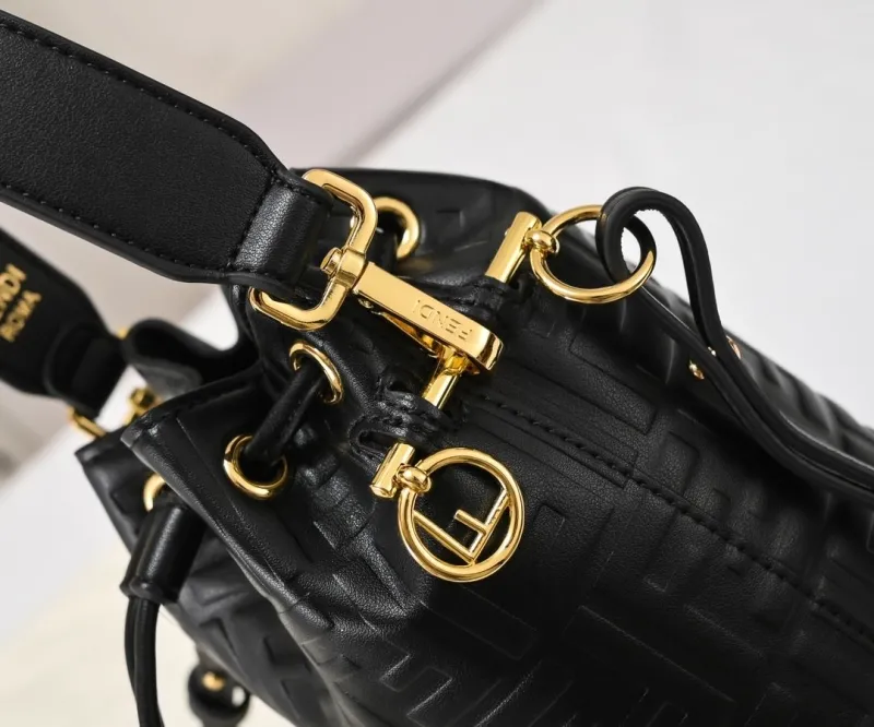 Fendi Black Leather Bucket Bag 26 - Image 3