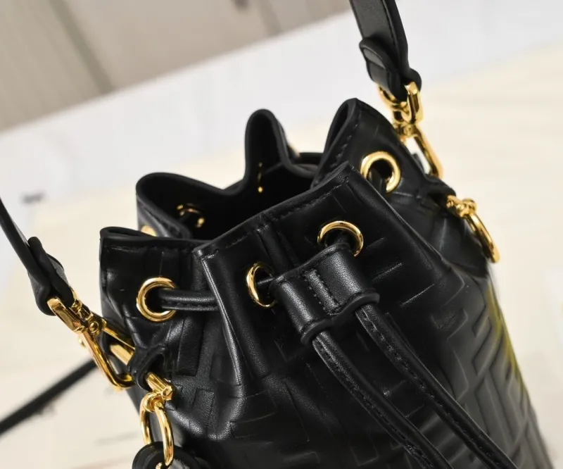 Fendi Black Leather Bucket Bag 26 - Image 5