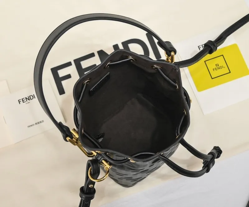 Fendi Black Leather Bucket Bag 26 - Image 9
