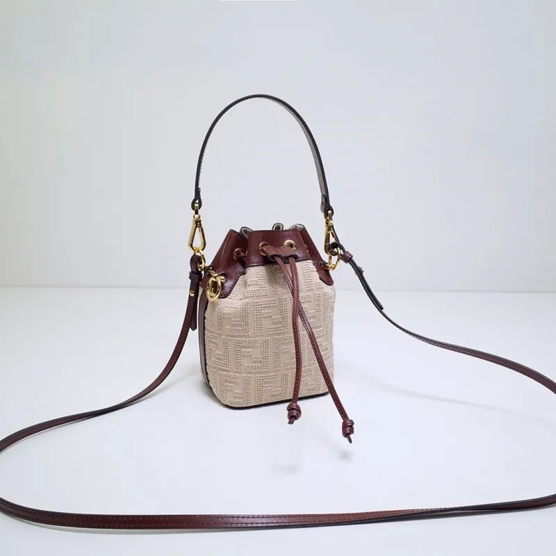Fendi Beige Brown Mini Bucket Bag