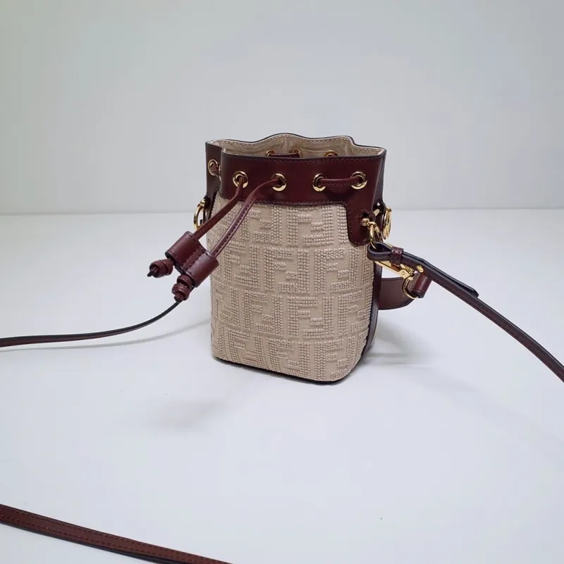 Alternative view of Fendi Beige Brown Mini Bucket Bag