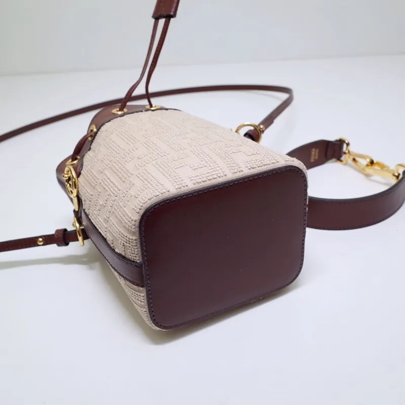 Fendi Beige Brown Mini Bucket Bag - Image 3
