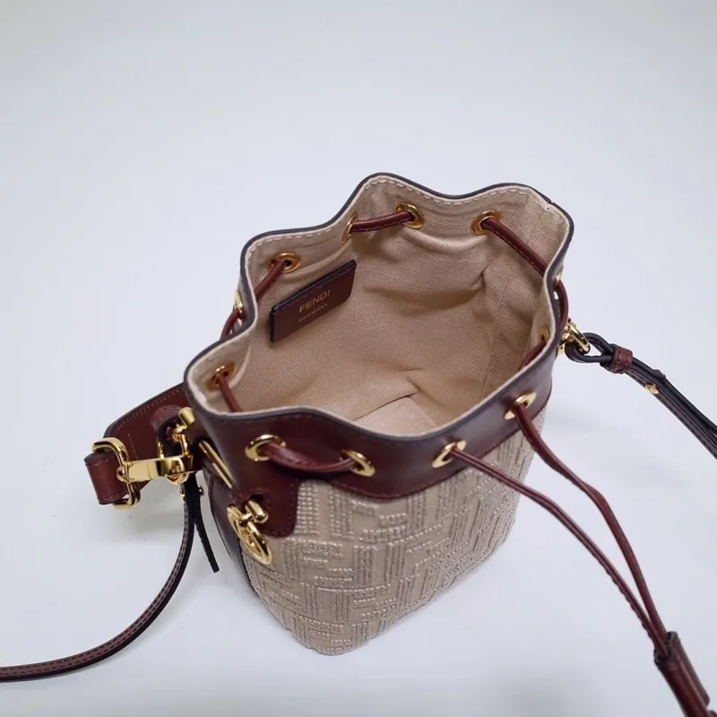 Fendi Beige Brown Mini Bucket Bag - Image 7