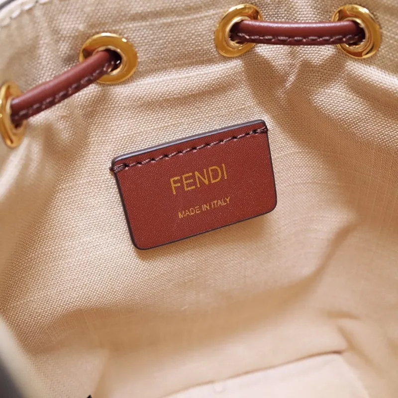 Fendi Beige Brown Mini Bucket Bag - Image 8