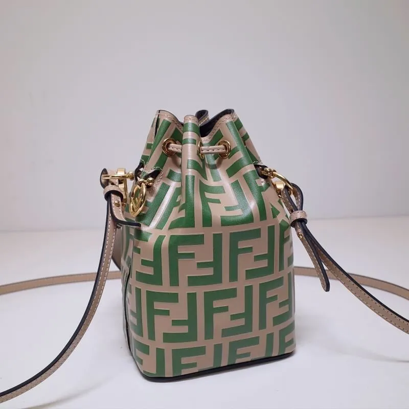 Alternative view of Fendi Beige Green FF Logo Bucket Bag