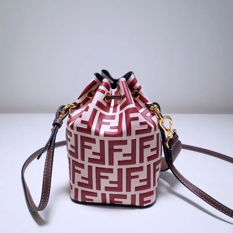 Alternative view of Fendi Red FF Pattern Mini Bucket Bag