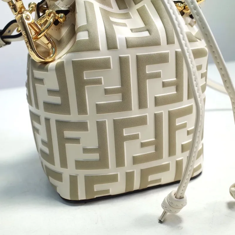 Fendi FF Monogram Cream Bucket Bag - Image 4