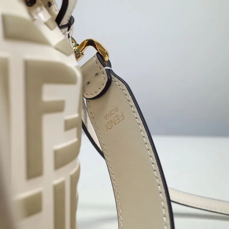 Fendi FF Monogram Cream Bucket Bag - Image 5