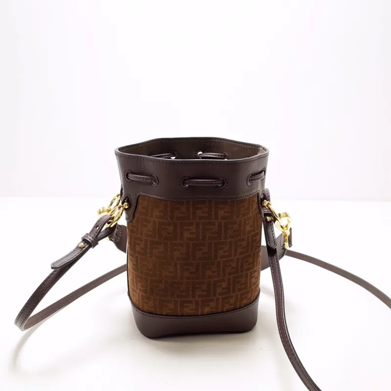 Fendi Brown Mini Bucket Crossbody Bag - Image 4
