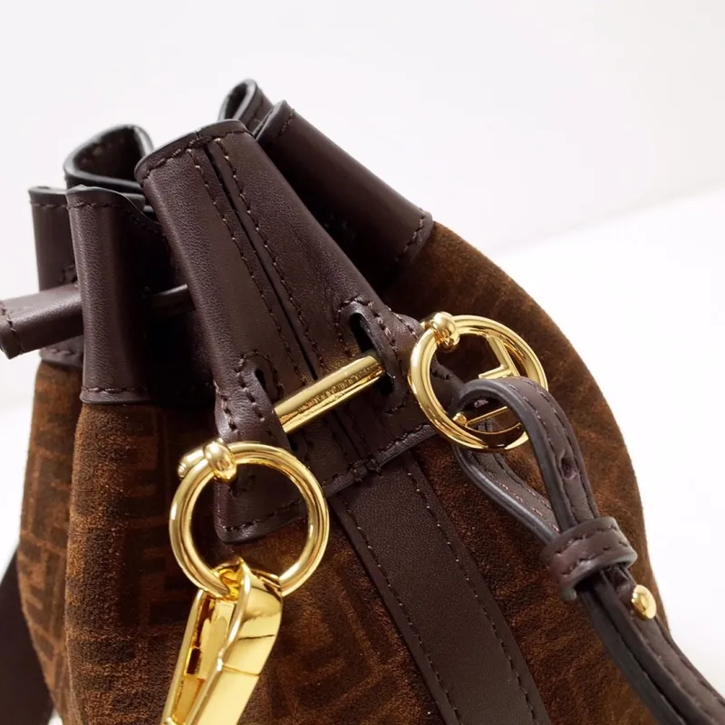 Fendi Brown Mini Bucket Crossbody Bag - Image 5
