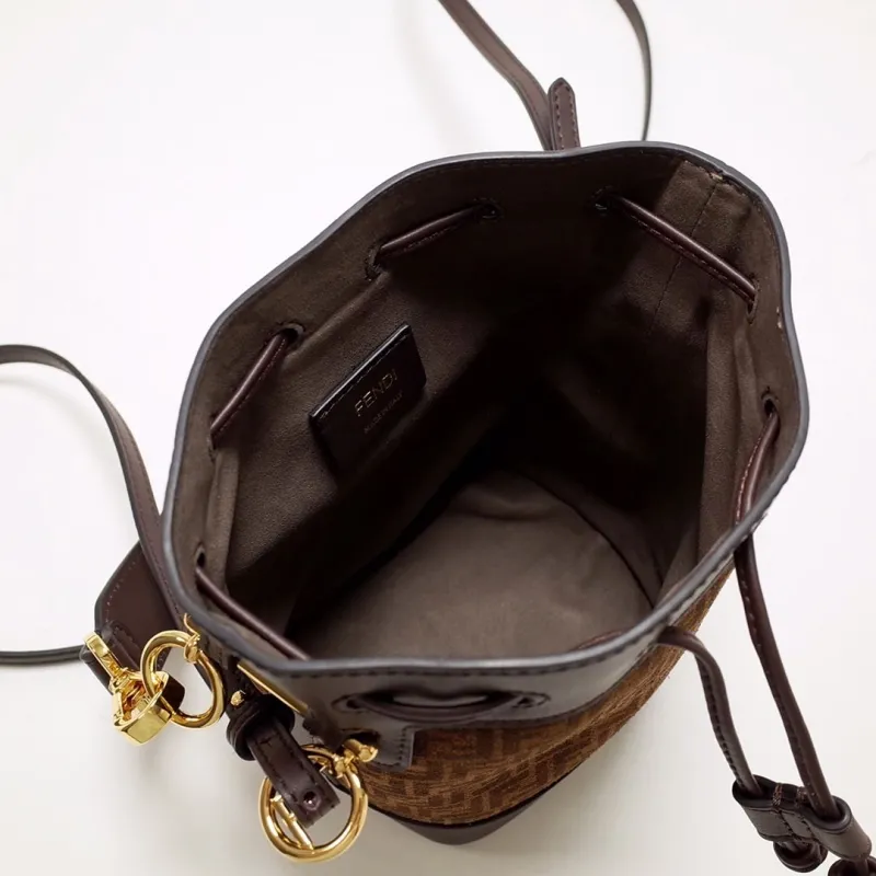 Fendi Brown Mini Bucket Crossbody Bag - Image 6