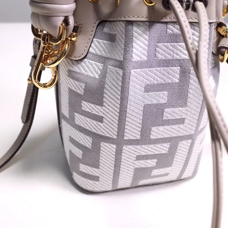 Fendi Light Gray Mini Bucket Bag - Image 3