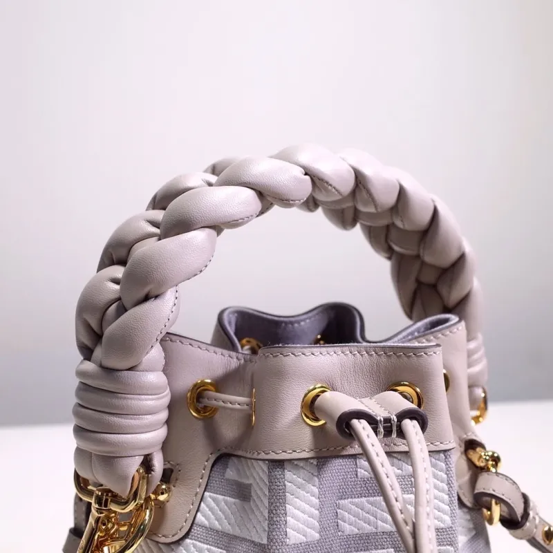 Fendi Light Gray Mini Bucket Bag - Image 4