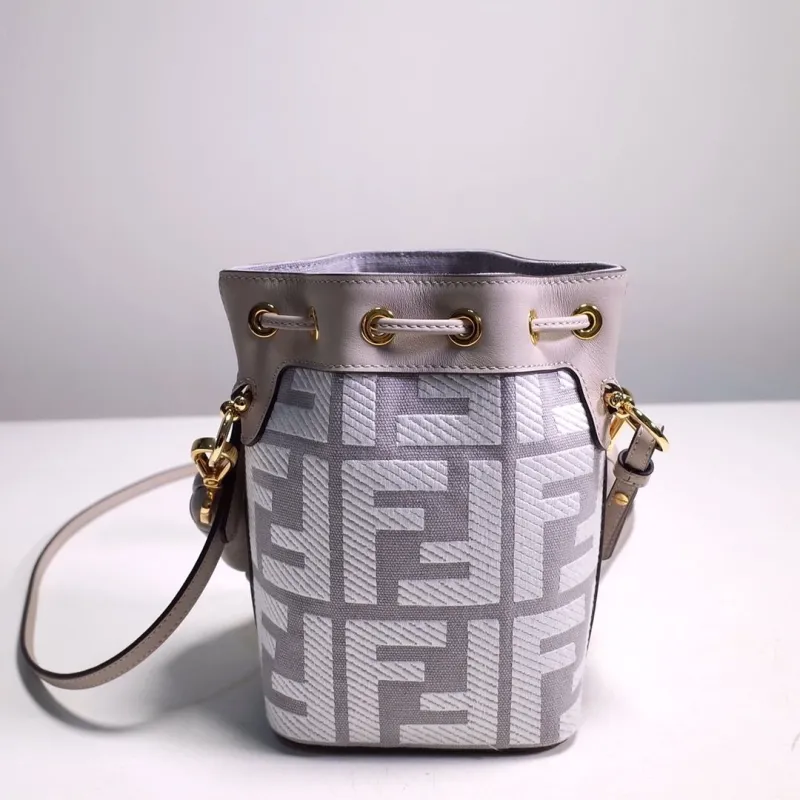 Fendi Light Gray Mini Bucket Bag - Image 6