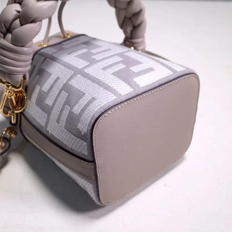 Fendi Light Gray Mini Bucket Bag - Image 7