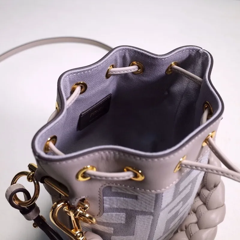 Fendi Light Gray Mini Bucket Bag - Image 8