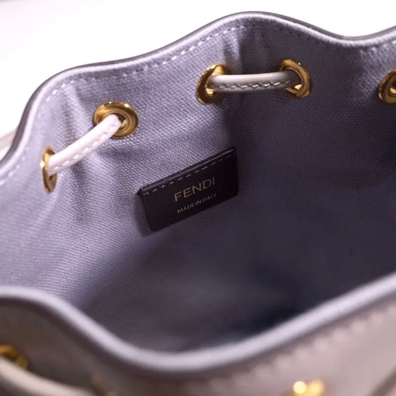 Fendi Light Gray Mini Bucket Bag - Image 9