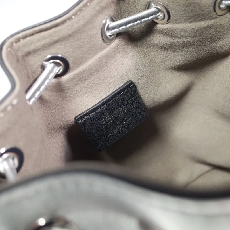 Fendi Silver Crystal Embellished Bucket Bag - Image 8