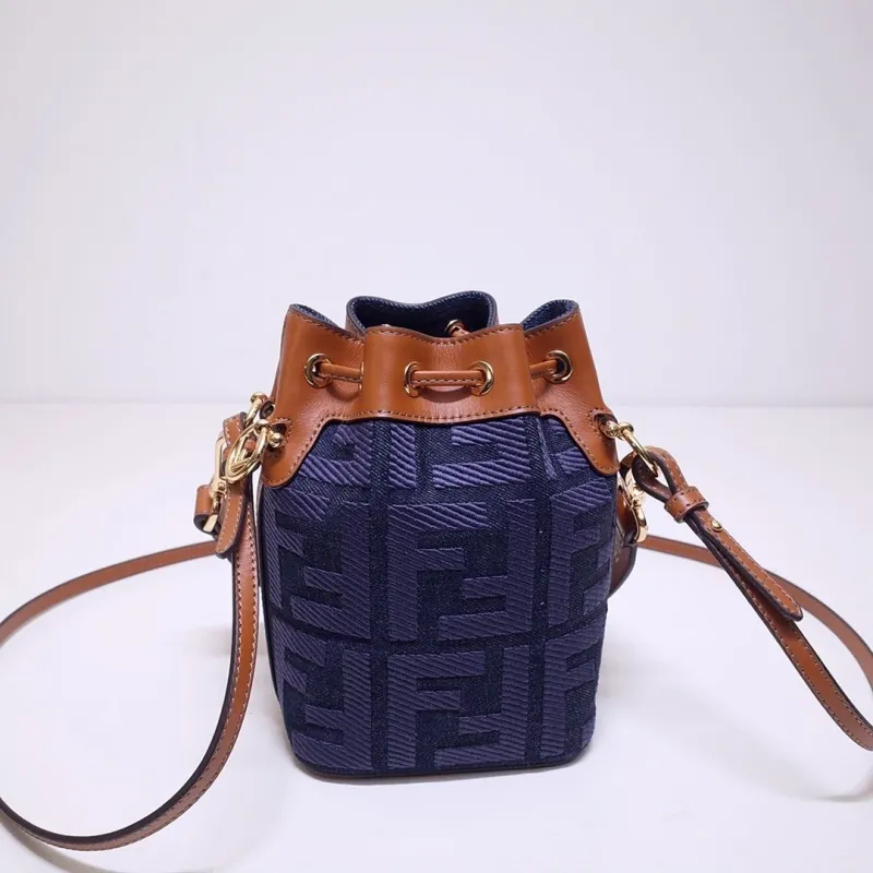 Alternative view of Fendi Navy Brown Mini Bucket Bag