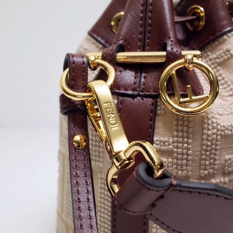 Fendi Beige Brown Mini Bucket Bag - Image 4