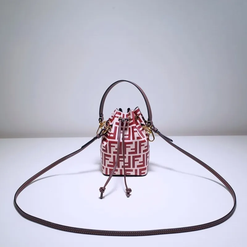Fendi Red FF Pattern Bucket Bag 63