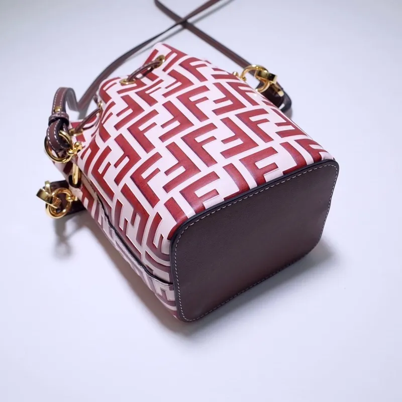 Fendi Red FF Pattern Bucket Bag 63 - Image 4